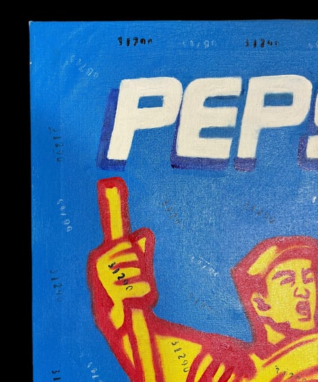 油絵【PEPSI ペプシ】中国雑貨 油彩 額装 壁掛 絵画 色絵 中国 民国 古美術 雑貨 インテリア アンティーク コレクション