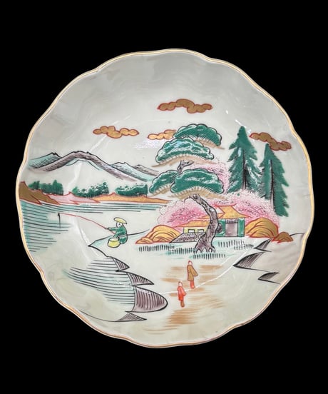 【6客セット】 古伊万里 なます皿 金彩 松竹梅 山水風景図 色絵 膾皿 和食器 時代物 陶器 骨董品 アンティーク