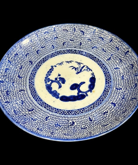 古伊万里 染付 [微塵唐草図] 丸皿 取り皿 飾り皿 和食器 明治 伊万里 陶器 骨董品 アンティーク
