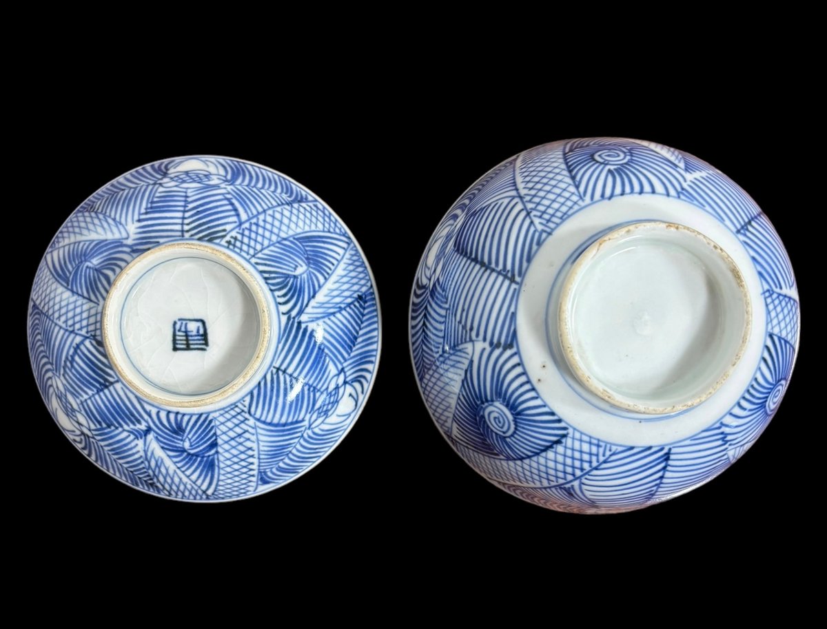 6客セット】蓋付き お椀 [染付] 蓋物 蓋付き椀 丼 蓋付き丼 湯吞 煮物