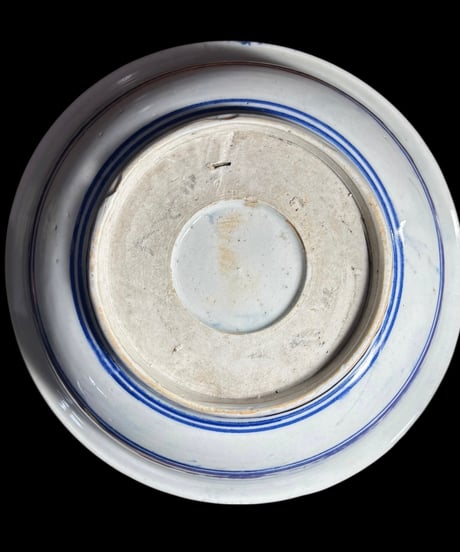 古伊万里 大鉢 馬草花風景文図 盛り鉢 色絵 鉢 取り皿 飾り皿 和食器 陶器 時代物 骨董品 アンティーク
