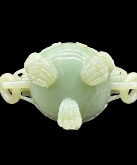 翡翠 三足香炉 玉石 双耳 龍頭 香炉 美術品 インテリア 置物 時代物 工芸品 骨董品 アンティーク