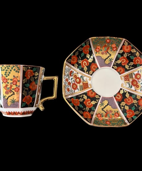 【2客揃】 有田焼 青藍窯 カップ&ソーサー 鳥草花文 マグカップ 紅茶 コーヒー カップ 器 茶器 古伊万里 アンティーク