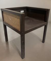 ラタン調 スクエアチェア 木製 ダイニングチェア 肘掛椅子 アームチェア 一人掛け 椅子 チェア アンティーク