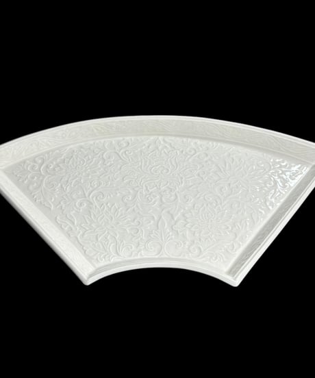 【2客セット】草花柄 扇面皿 オードブル 扇鉢 総柄 取り皿 飾り皿 和食器 絵皿 和皿 骨董品 アンティーク