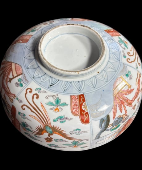 古伊万里 大鉢 [波千鳥文様] 錦手 金彩 色絵 鉢 取り皿 飾り皿 和食器 明治 伊万里 陶器 骨董品 アンティーク