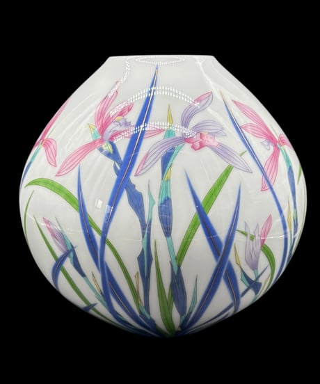 香蘭社 春蘭 花瓶 壺 陶芸 花柄 フラワーベース 花入れ 丸壺 花器 陶器 古美術 骨董品 アンティーク