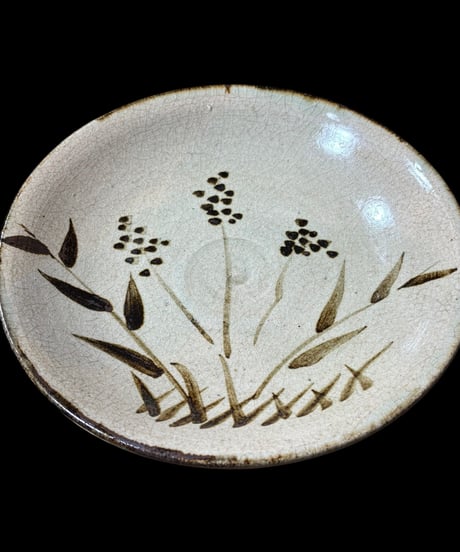 唐津焼 杉谷窯 1970年代 約26cm 大皿 丸皿 取り皿 飾り皿 和食器 時代物 陶器 骨董品 アンティーク