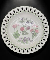 ROYAL MARUISHI WARE ディナープレート 四季の花 大皿 プレート 透かし彫り 飾皿 陶器 ヴィンテージ アンティーク
