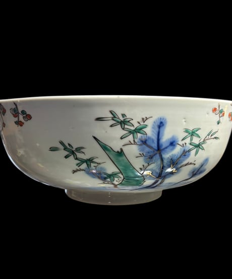 古伊万里 大鉢 鶴亀松竹梅 柿右衛門様式 色絵 鉢 取り皿 飾り皿 和食器 明治 伊万里 陶器 骨董品 アンティーク