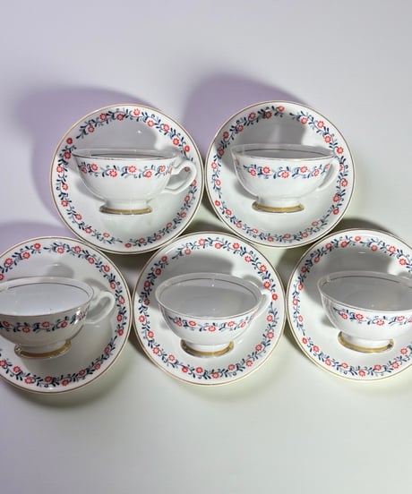 【5客揃】 Nissei China カップ&ソーサー 花柄 ニッセイ マグカップ 紅茶 コーヒー カップ 茶器 昭和 レトロ アンティーク