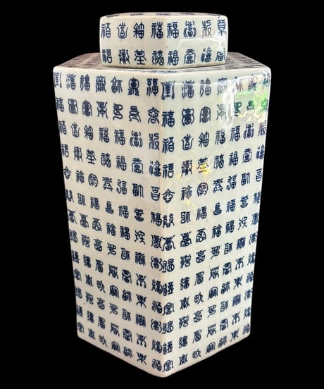 中国現地買付 福 壺 六角壺 中国雑貨 フラワーベース 花瓶 花入れ 花器 陶器 中国 古美術 骨董品 アンティーク