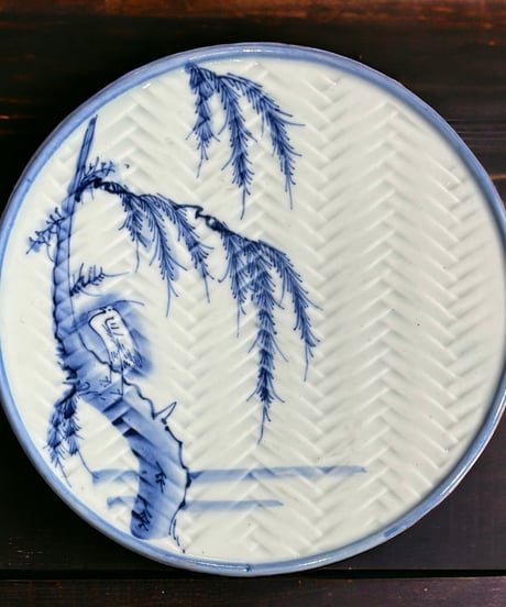 染付 六寸皿 松 丸皿 平皿 飾り皿 取り皿 和食器 骨董品