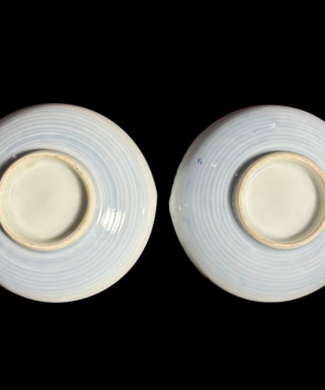 【2客セット】染付 小鉢 網目 取り皿 小皿 平皿 丸皿 和食器 骨董品 アンティーク