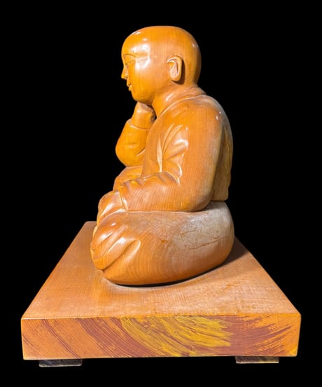 木彫り 弘法大師 坐像 お大師様 縁起物 彫刻 古美術 インテリア 置物 オブジェ 骨董品 アンティーク