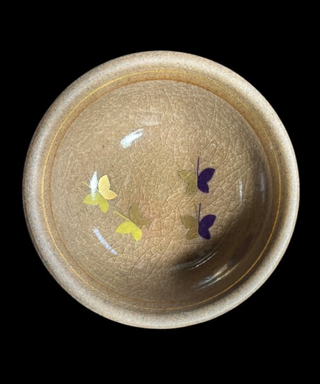 【5客セット】陶彩 蝶柄 小鉢 蝶 取り皿 小皿 平皿 丸皿 豆皿 和食器 骨董品 アンティーク