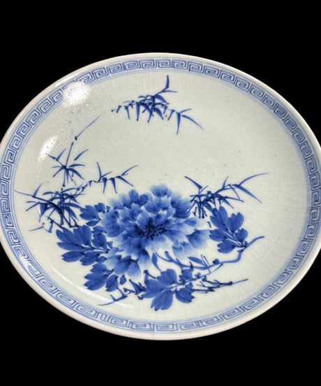 染付 大皿 [草花文絵] 平皿 盛り皿 飾り皿 器 古伊万里 江戸時代 和食器 骨董品 アンティーク
