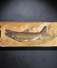 大高民芸 光司造 光司作 木彫り 鮭 天然木 シャケ 作家物 北海道 木工芸 彫刻 骨董品 アンティーク