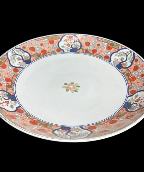 弥右エ門 色絵 大皿 [松竹梅鳥文] 丸皿 取り皿 飾り皿 有田焼 和食器 骨董品 アンティーク