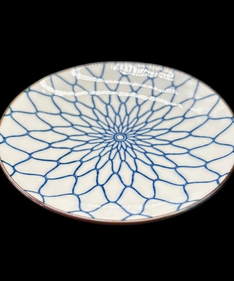 【10客セット】 備前焼 萬泉 豆皿 網目模様 染付 小皿 丸皿 銘々皿 木箱 和食器 骨董品 アンティーク