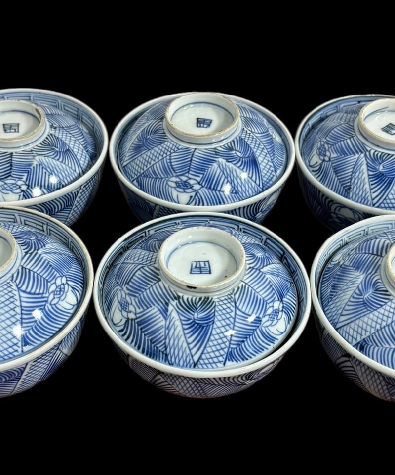 寉峰　蓋付飯椀　5客　茶碗蒸し器　7客 小丼　骨董品　時代物　小鉢　和食器 ご飯茶碗小 線文 – 上出長右衛門窯オンラインショップ