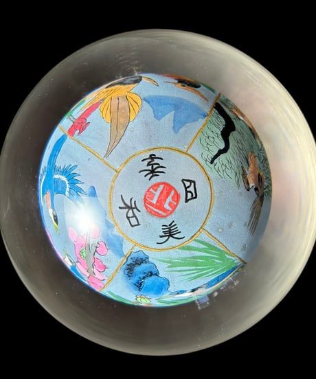 中国美術 水晶玉 草花鳥風景絵 内画球 伝統工芸 中国雑貨 唐木台 飾り インテリア オブジェ 置物 工芸品 骨董品 アンティーク