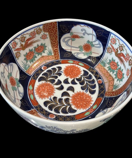 【現品限り!!】有田焼 大鉢 [鶴草花文] 金彩 赤絵 色絵 大皿 丸皿 鉢 盛り皿 飾り皿 伊万里 古美術 和食器 骨董品 アンティーク