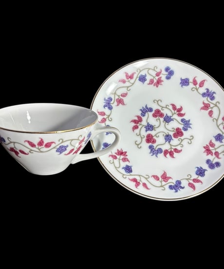 【5客揃】 Jyoto CHINA カップ&ソーサー 花柄 モダン マグカップ 紅茶 コーヒー カップ 茶器 昭和 レトロ アンティーク