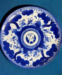 明治 唐子 松竹梅 印判手 唐草 染付 大皿 丸皿 平皿 取り皿 盛り皿 飾り皿 和食器 骨董品 アンティーク