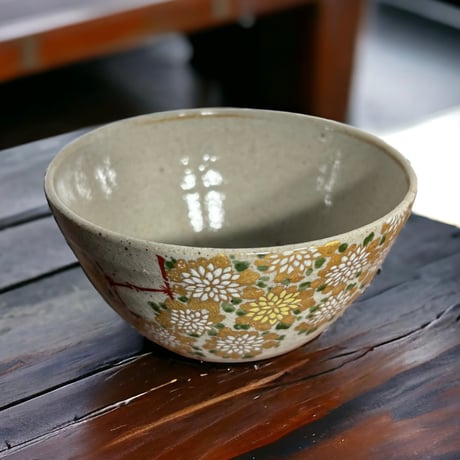 飯碗 [色絵 菊] ご飯 茶碗 陶器 和食器 骨董品