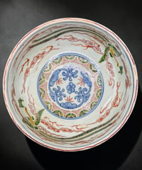 明治期 古伊万里 色絵 中鉢 鳳凰草花文図 雲龍 染付 鉢 飾皿 和食器 陶器 時代物 骨董品 アンティーク