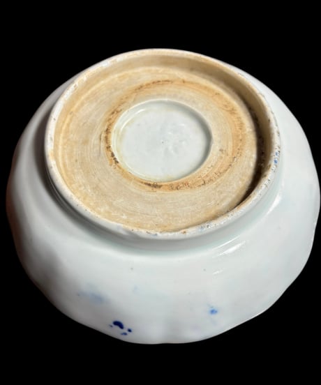 染付 扇子 花 扇 なます皿 丸皿 平皿 取り皿 盛り皿 飾り皿 江戸 和食器 骨董品 アンティーク