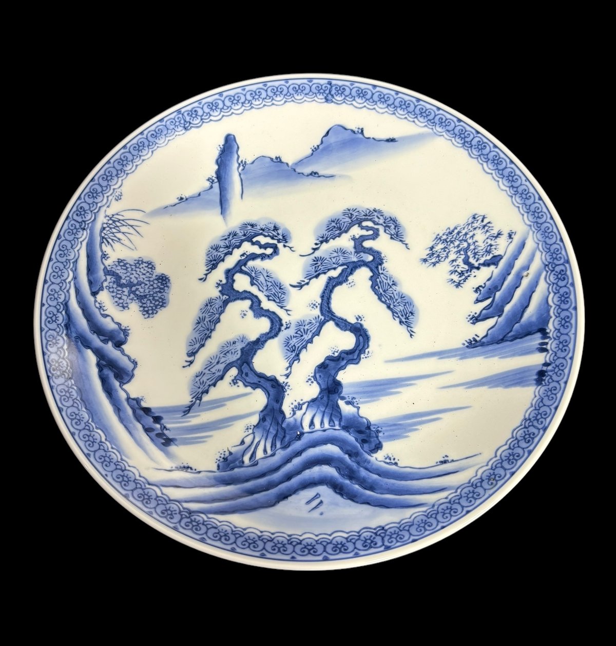 美品　当時物　染付　山水　舟型　盛り鉢　盛り皿　染付の絵柄が素敵な　四枚 明治後期~大正銅判染付山水舟上人物図小皿 | 吉祥寺PukuPuku