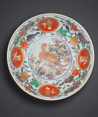 古伊万里 金彩 大鉢 鳳凰人物草花文図 色絵 盛り鉢 取り皿 飾り皿 陶器 伊万里 時代物 骨董品 アンティーク