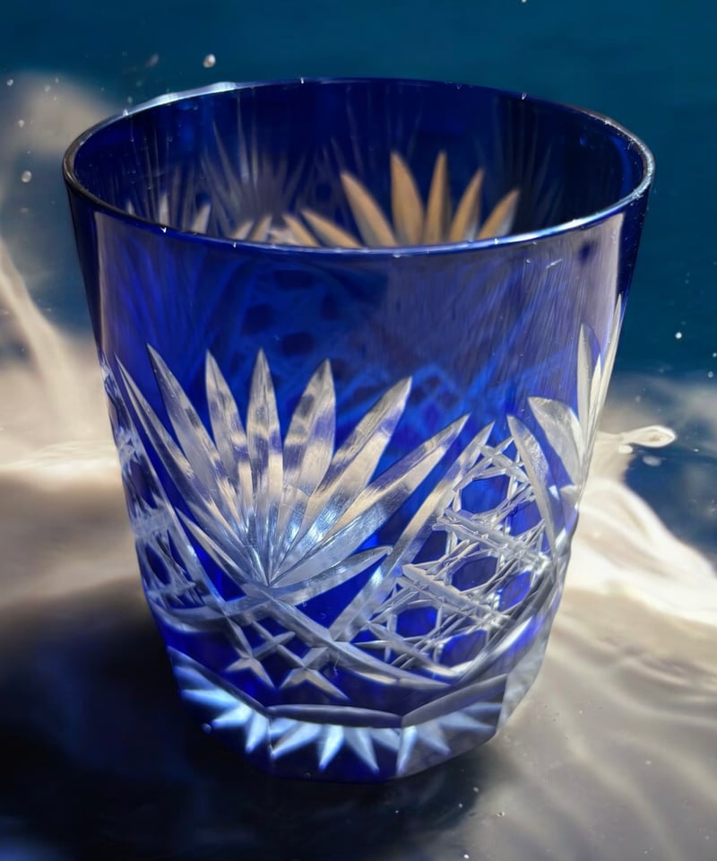 1客限定!!】切子グラス 青 冠水瓶 ブルー タンブラー コップ グラス