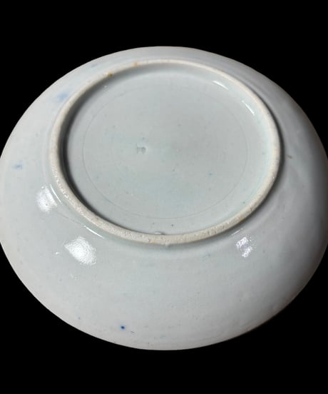青磁 染付 [風景絵] 洋館風 小皿 丸皿 なます皿 取り皿 盛り皿 飾り皿 和食器 骨董品 アンティーク