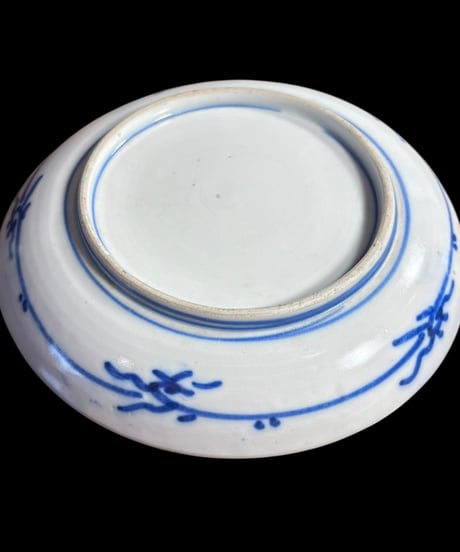 【3客セット】 古伊万里 色絵 瓢箪草花風景文図 丸皿 取り皿 飾り皿 和食器 伊万里 陶器 骨董品 アンティーク