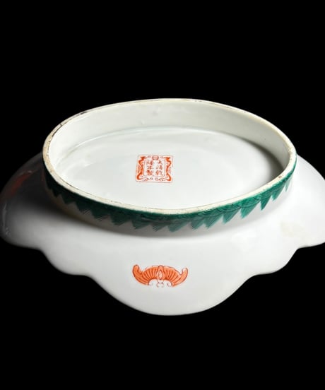 大清乾隆年製 中華皿 鳳凰 龍 取り皿 飾り皿 チャーハン皿 炒飯皿 和食器 骨董品 アンティーク