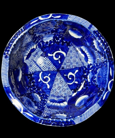 古伊万里 ベロ藍 染付大鉢 盛り鉢 色絵 鉢 取り皿 飾り皿 和食器 陶器 伊万里 骨董品 アンティーク