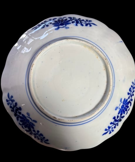 【2客セット】染付 鳥竹仙人文図 丸皿 平皿 取り皿 飾り皿 和食器 明治期 伊万里 陶器 骨董品 アンティーク