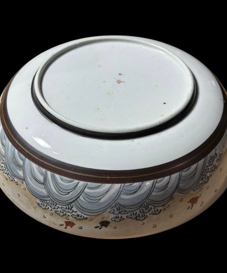 九谷焼 大鉢 雪景色 人物図 盛り皿 飾り皿 和食器 古美術 九谷 和食器 骨董品 アンティーク