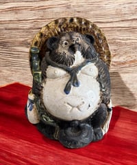 開運 信楽焼 たぬき 狸庵作 置物 狸 縁起物 飾り 作家物 陶器 昭和 レトロ 工芸品 インテリア 骨董品 アンティーク