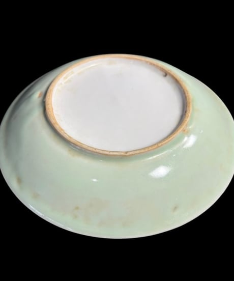 【5客セット】 古伊万里 青磁 花瓶草花文図 丸皿 平皿 飾皿 和食器 陶器 時代物 骨董品 アンティーク
