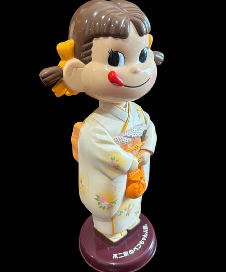 【レア品】ペコちゃん 不二家 首振り人形 着物 インテリア コレクション 置物 オブジェ 非売品 骨董品 アンティーク