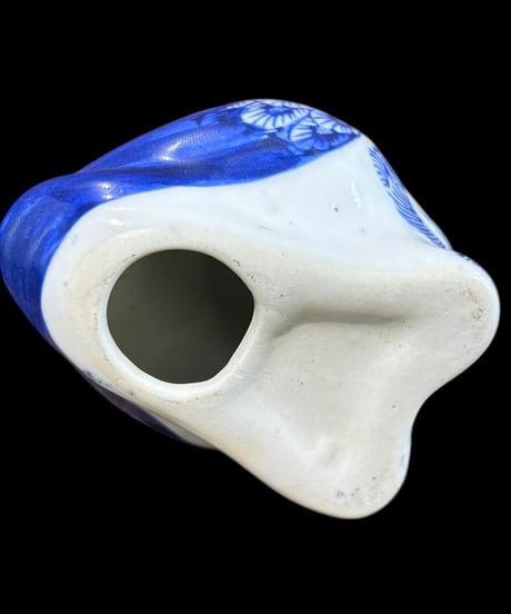 【2体セット】ふくろう 置物 梟 染付 フクロウ 縁起物 福 飾り 陶器 工芸品 インテリア 骨董品 アンティーク