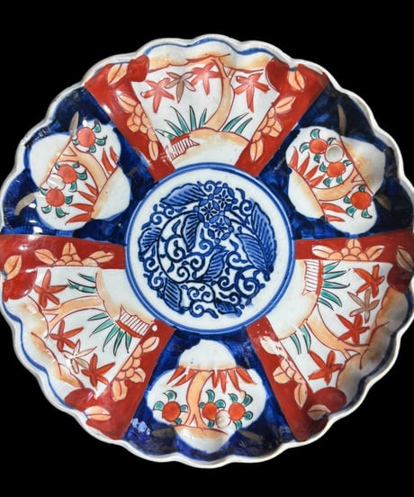 伊万里 花型皿 絵皿 [草花文図] 染錦 赤絵 染付 丸皿 平皿 盛り皿 飾り皿 古伊万里 古美術 和食器 骨董品 アンティーク