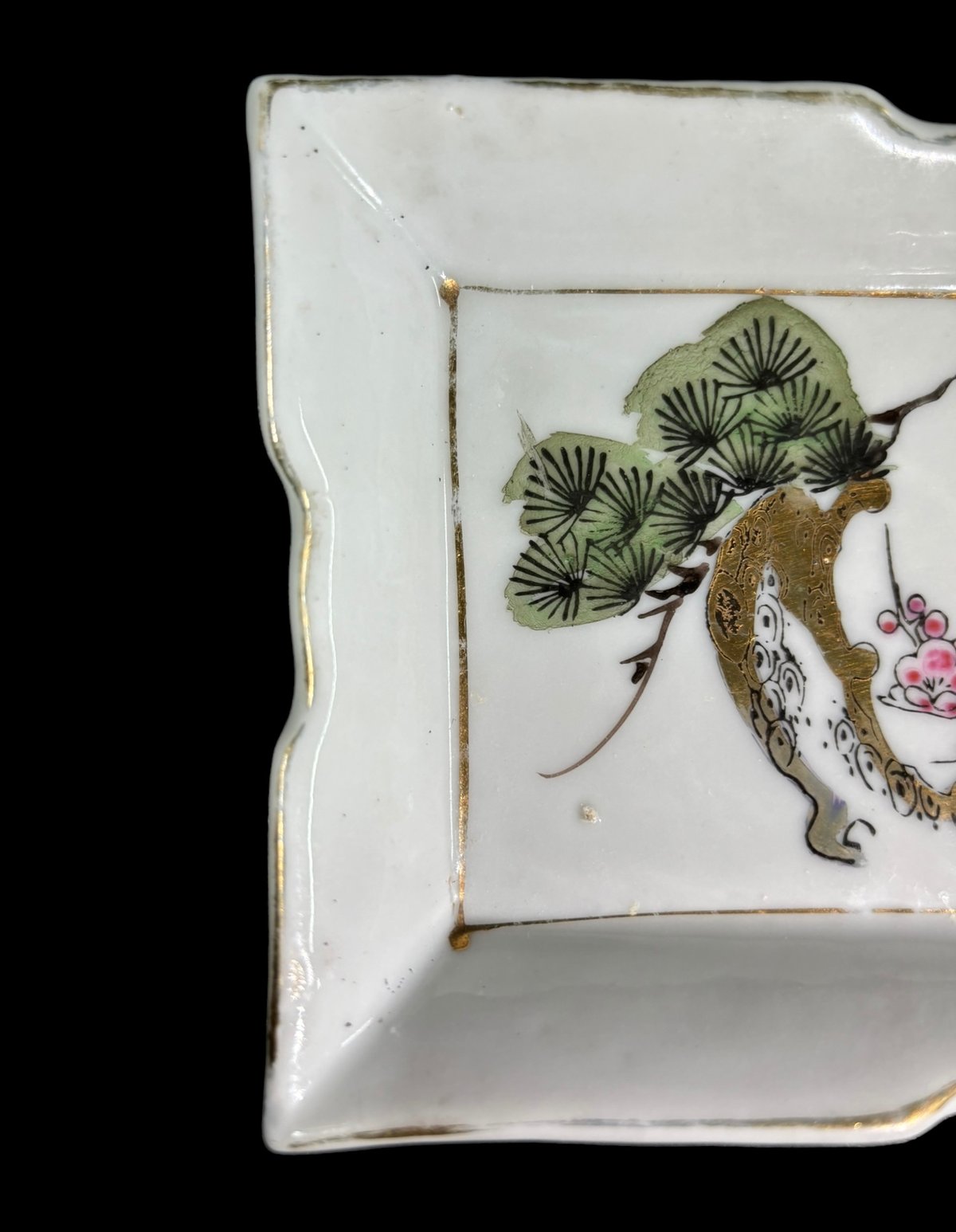 九谷焼 鶉草花文皿 飾り皿 角福 九谷焼飾皿 良好品 c21113 九谷焼 鶉草花文皿 飾り皿 角福 九谷焼飾皿 良好品 c21113 九谷焼