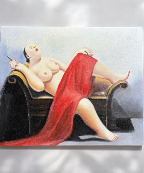 油絵【人物絵 裸】中国雑貨 油彩 額装 壁掛 絵画 色絵 中国 民国 古美術 雑貨 インテリア アンティーク コレクション