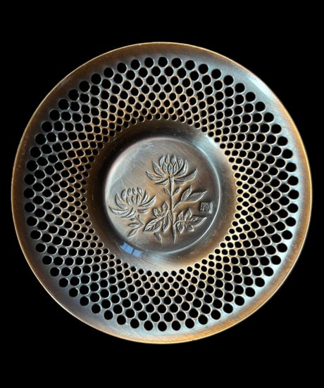 【5客セット】純銅 茶托 透かし 柄違い [松竹梅蘭菊] 和食器 昭和 骨董品 アンティーク