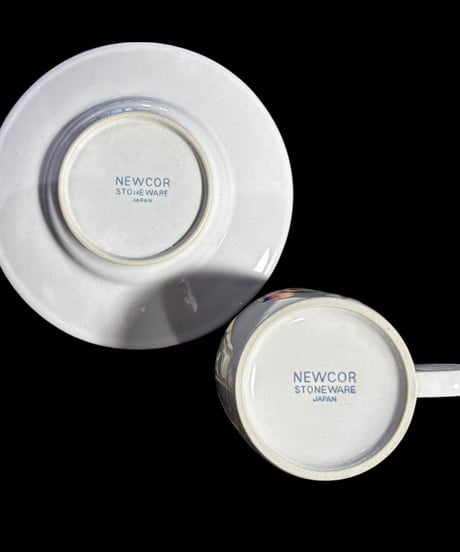 【5客揃】NEWCOR STONE WARE カップ&ソーサー 花柄 マグカップ 紅茶 コーヒー カップ 器 昭和 レトロ 骨董品 アンティーク